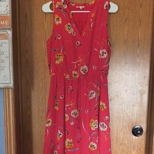 Maurices Vibrant Red Floral Midi Dress